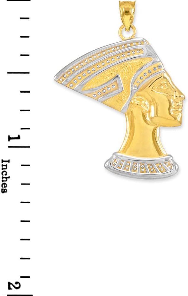 High Polish 10k Two-Tone Gold Egyptian Queen Nefertiti Bracelet Charm - Image 2