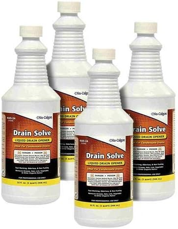 4-Pack, Nu-Calgon Drain Solve Liquid Drain Opener # 4165-24/41650-32 Ounces