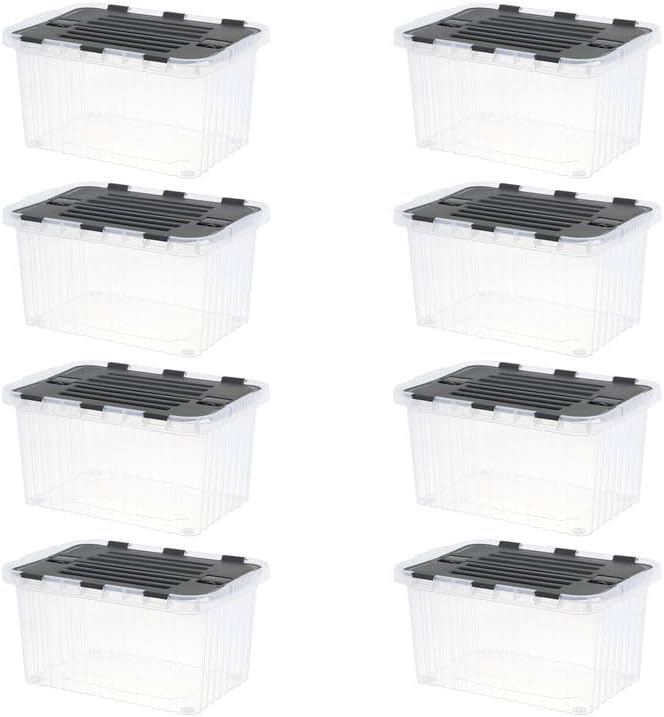 Superio Contenedores de almacenamiento con tapas, cajas transparentes para organizar, contenedores de plástico apilables, sin BPA, no tóxicos, sin