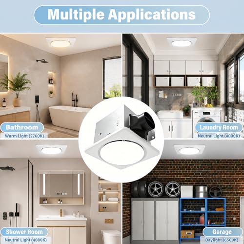Bathroom Exhaust Fan with Light, 120 CFM High Airflow 1.2 Sones 3CCT by NOVELUX - Image 7