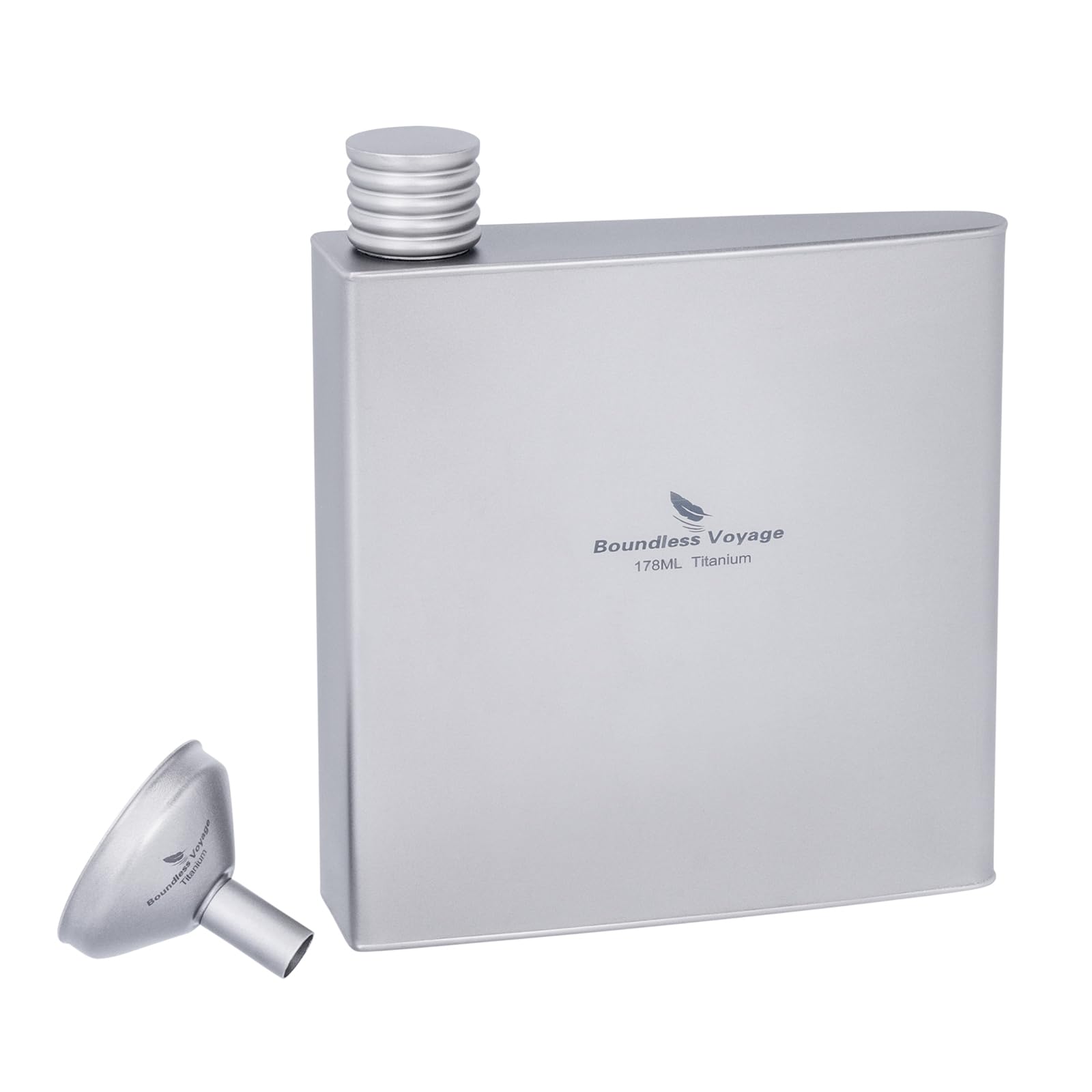 Boundless Voyage Titanium Drinking Flask Leak-Proof Thin Flasks with Titanium Funnel for Liquor for Men Ti3080D