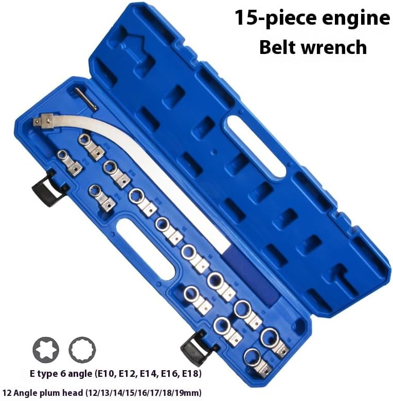 Belt Pulley Tool Set 15 pcs | Automotive Engine Belt Adjustment Wrench and Idler Pulley Tensioner Tool
