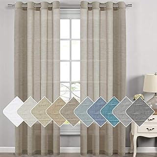 H.VERSAILTEX Linen Sheer Curtains - 2 Panels - Nickel Grommet Linen Curtains