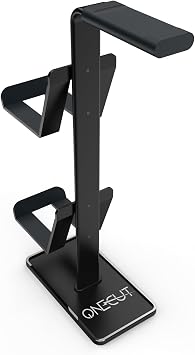 3in1 Headphone Holder Game Controller, Gaming Headset Stand, Dual Headphone Holder with Base Black