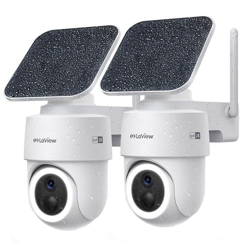 LaView 2K 3MP Solar Security Cameras Wir…