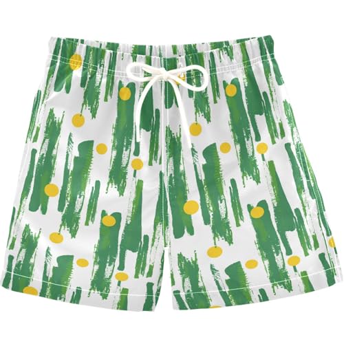visesunny Summer Boy's Beach Shorts Yellow Polka Dot Grass Quick Dry Swim Trunks Baby Boy Bathing Suit with Pockets XL