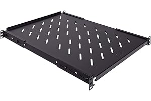 NavePoint Adjustable 1U 4-Post Vented Rack Shelf (242 lbs Capacity)