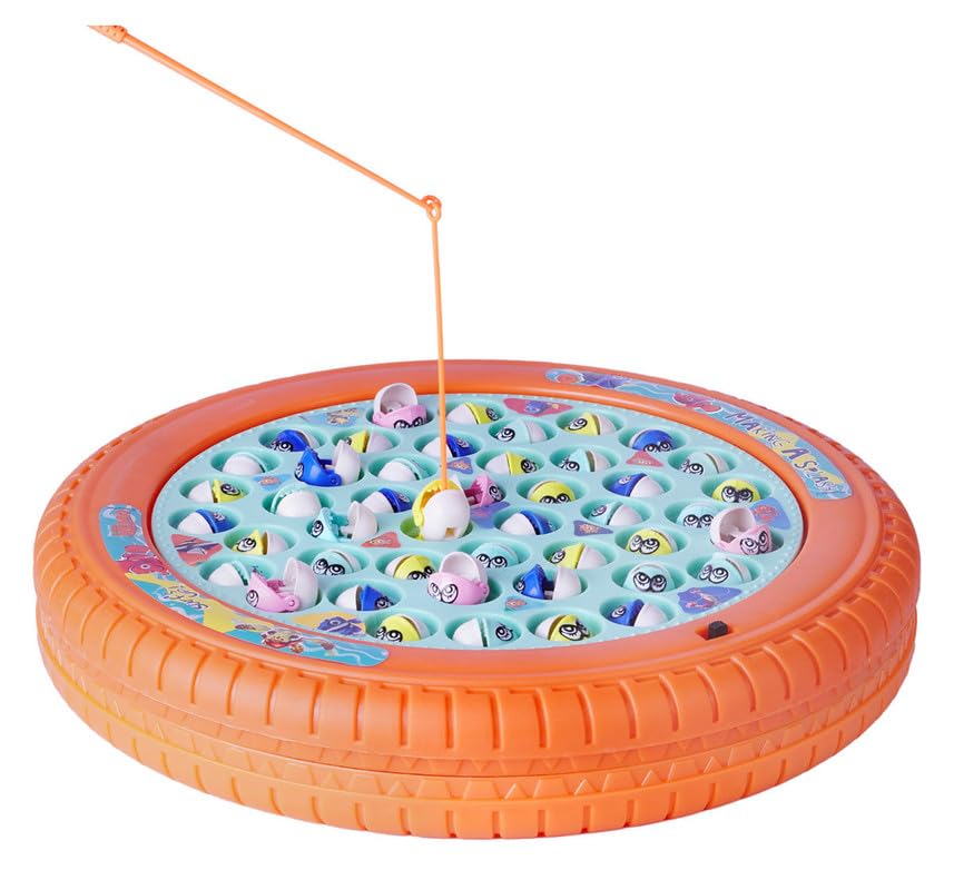 Image of Nemo Theme Musical Rotating Fishing Game for Kids - Interactive Battery Operated Learning Toy with 45 Fishes & 4 Fishing Poles - Educational Fun for Boys & Girls|Birthday Gift for Ages 3+