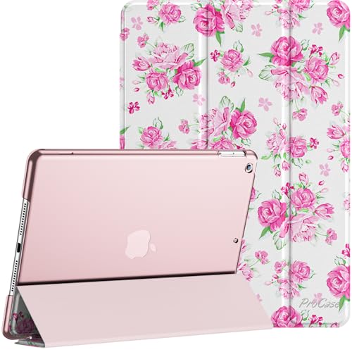 Image of ProCase for iPad 9th / 8th / 7th Generation Case 10.2 Inch (2021 /2020 /2019 Release), 10.2 iPad Case 9th / 8th / 7th Gen Cover, Slim Smart Cover with Translucent Hard Shell Back -Pinkrose