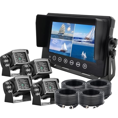 Moniteur étanche IP68 pour bateau avec écran IPS 7 pouces et 4 caméras de recul 1080p