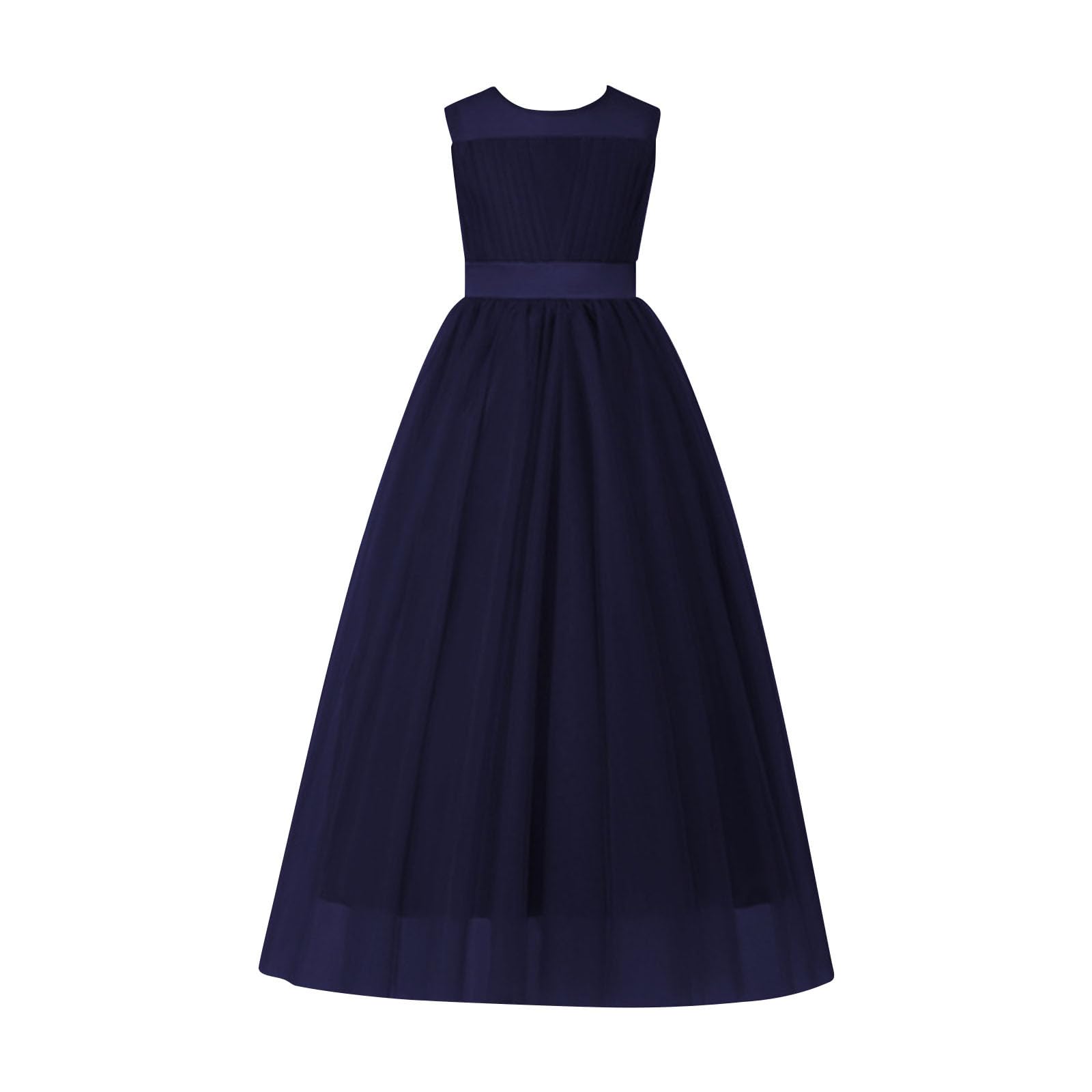 Kinder Ärmellos Kleider für Mädchen Elegant Tanzkleid Festlicheskleid Einfarbig Prinzessin Kleid Kinder Sommerkleid Kleider Kurzarm Dress Kinderkleider Rundhals Netz Mädchenkleid 1-13 Jahre