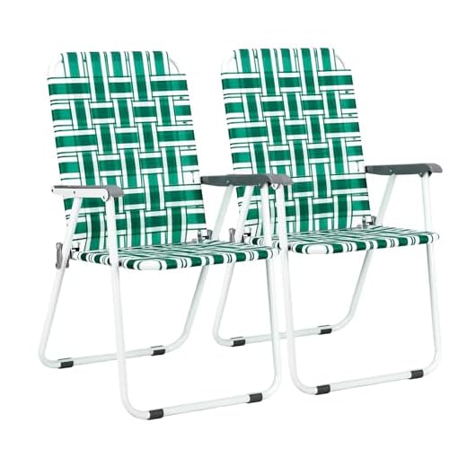 VINGLI Patio Lawn Webbed Folding Chairs Set of 2, Outdoor Beach Portable Camping Chair for Yard, Garden Dining(Green, Classic)
