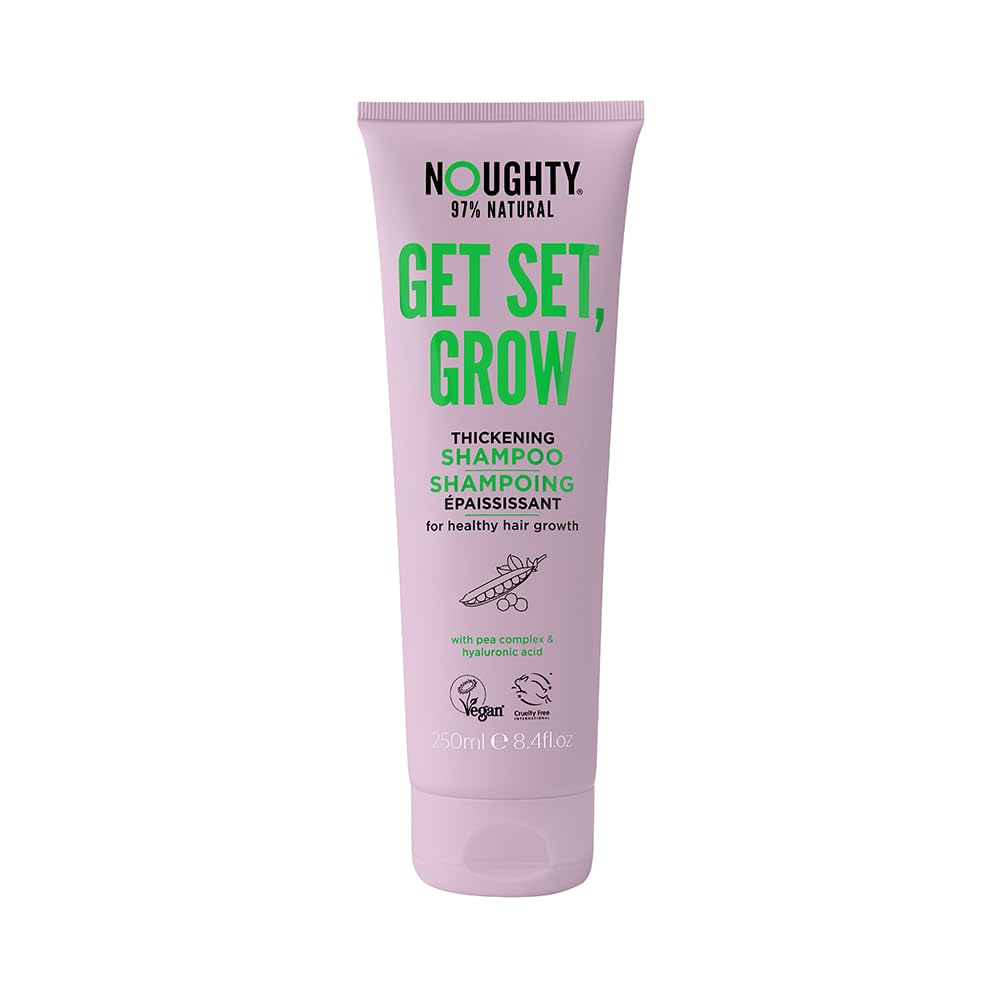 Noughty Get Set, Grow Hair Growth Shampoo Vegan Thickening Regrowth Repair Volumizing Hair Products No Sulfates No Parabens with Pea and Coffee Extract, 250 ml, 8.4 fl oz