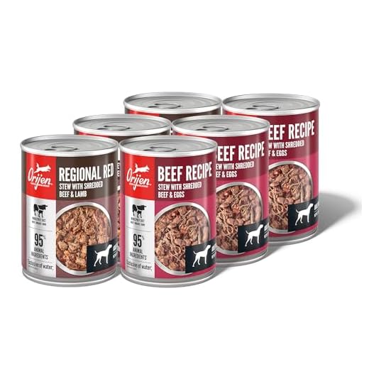 ORIJEN Real Meat Shreds Wet Dog Food Variety Pack: Regional Red + Beef Recipes 12.8oz Cans (6 Count, 3 of Each)