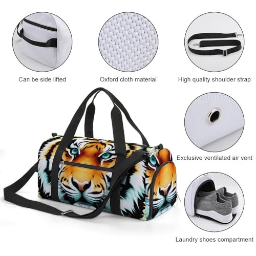 Sac de gym imprimé petite tête de tigre avec compartiments pratiques - 3