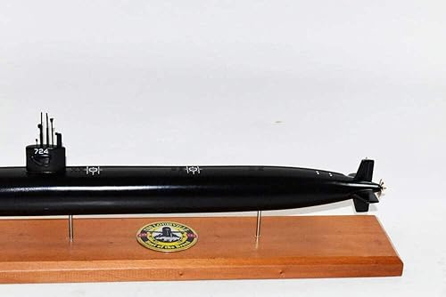 Miniatura 4 de USS Louisville SSN-724 FLT II Modelo de submarino, azul marino, caoba, 20 pulgadas, Clase LA