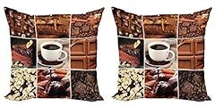 ABAKUHAUS Marrone Federe Cuscini Set di 2, Caffè al cioccolato Cacao, Stampa digitale fronte-retro con cerniera, 45 x 45 cm, Marrone