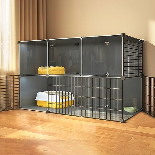 猫ケージ 猫用囲い 屋内 DIY 子猫ケージ 猫ハウス 取り外し可能な金属ワイヤー 犬小屋 クレート ペット用プレイペン 大型運動場(Without wheels-109x39x73cm)