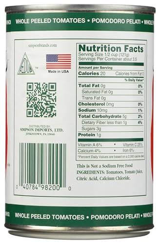 San Merican Tomato No Salt Added Whole Peeled Tomatoes, 14.5 Oz