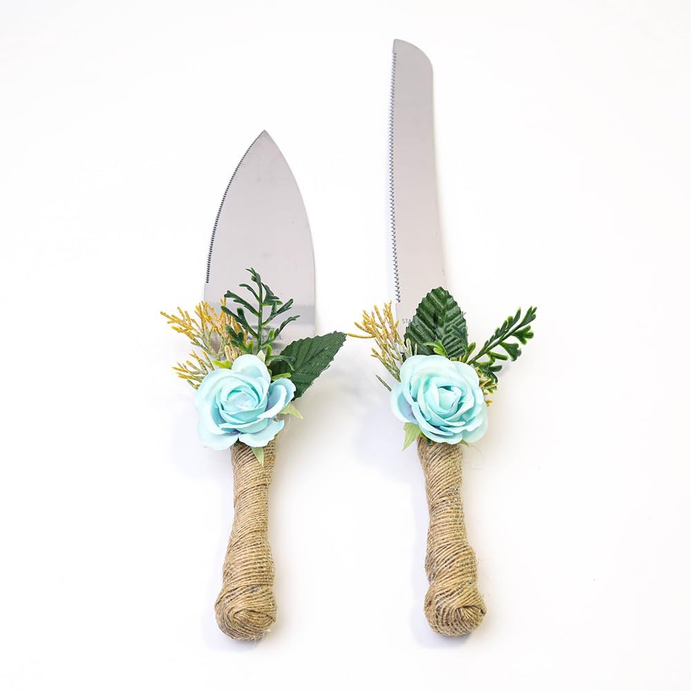 2 Pieces Mahjong Simulation Flower Series Wedding Cake Knife Shovel Server Set Stainless Steel Cake Knife Shovel Baking Props Pizza Knife