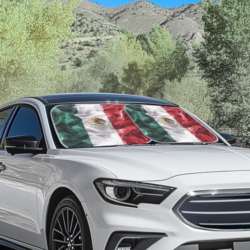 Image of Mexican Flag 2 PCS Car Windshield Sun Shade Foldable Automotive Interior Accessories for Sun Protection Auto Sun Heat and UV Rays Blocker Fit Car Front Window for Trucks SUV Van