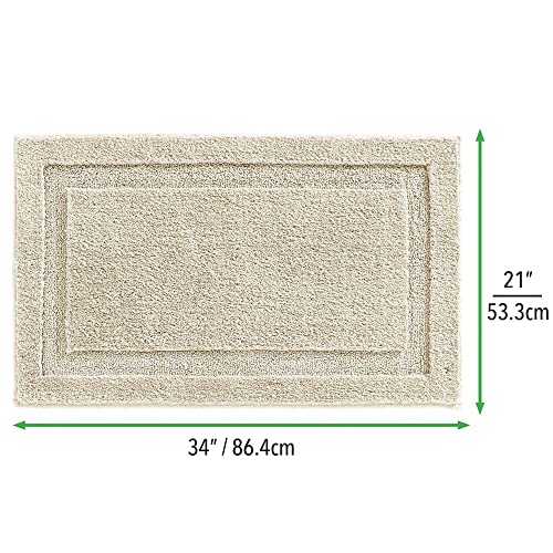 Mdesign Soft Microfiber Polyester Non-Slip Rectangular Spa Mat, Plush Water Absorbent Accent Rug For Bathroom Vanity, Bathtub/Shower - Machine Washable, 34" X 21" - 2 Pack - Light Beige #TOP5