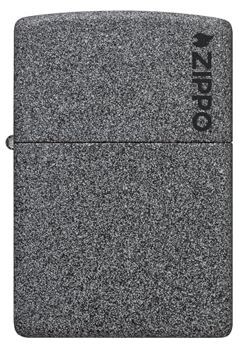 Image of Zippo Classic Iron Stone Windproof Lighter - Textured Matte Finish with Zippo Logo, Refillable, BIS Certified