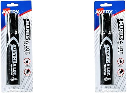 AVERY Marks-A-Lot - Marcador permanente, tamaño jumbo estilo escritorio, punta de cincel, resistente al agua y al desgaste, marcador negro (24138)