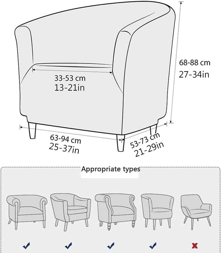 2 Piece Stretch Club Chair Slipcover, Velvet Tub Chair Cover Armchair Chair Slipcovers with Elastic Bottom for Living Room (Coffee)