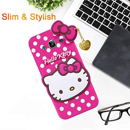 Image of Unirock Hello Kitty Back Case Cover for Samsung Galaxy J3| 3D Cute Hello Kitty Case |Soft Silicone Rubber Back Cover with Pendant Kitty Cover for Samsung Galaxy J3 (Pink)