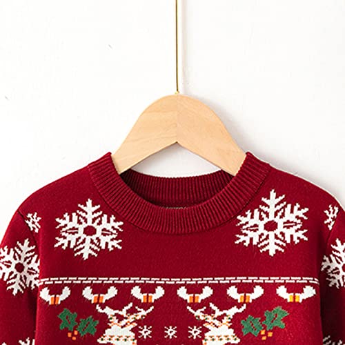 Toddler Boys Girls Christmas Cartoon Deer Snowflake Sweater Long Sleeve Warm Sweaters Tops for Little Girls2
