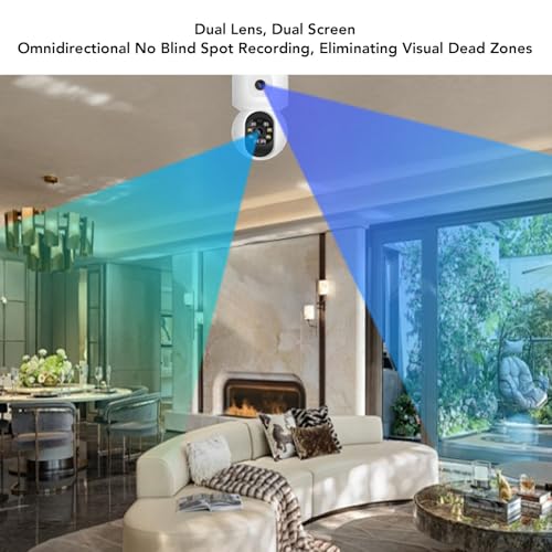 Denash Cameras de sécurité sans Fil Extérieur, 1080p HD Dual Lens Wireless Subs Sunseillance Camera, 360 ° PTZ Rotation Motion Detection for Home Security – Image 4