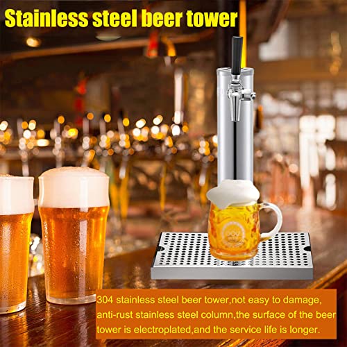 Torre de cerveza de doble grifo con bandeja de goteo inoxidable 3