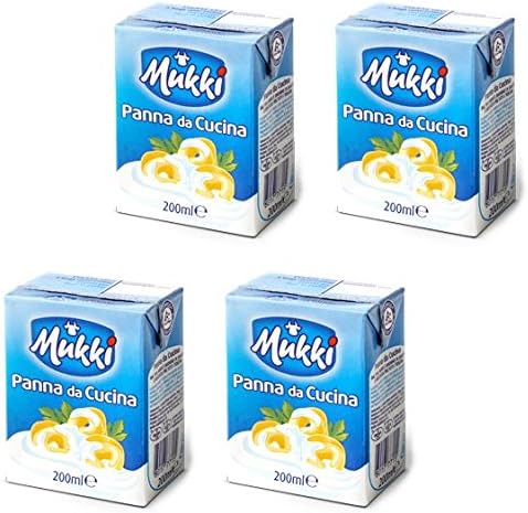 Mukki: Italian "Panna Da Cucina", UHT Long Life Cooking Cream 6.76 Fluid Ounce (200ml) Packages (Pack of 4) [ Italian Import ]