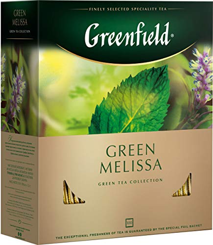 Greenfield Green Melissa Green Tea Collection Finely Selected Speciality Tea 100 Double Chamber Teabags With Tags In Foil Sachets #TOP1