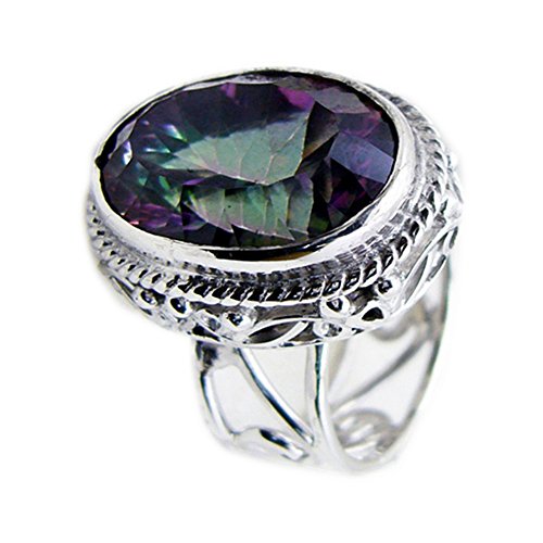 Bague de mariage en argent ovale au style vintage et gravures mystiques