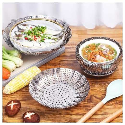 Vegetable Steamer Basket, Premium Stainless Steel Veggie Steamer Basket - Folding Expandable Steamers to Fits Various Size Pot Small (5.31" to 8.46 ")