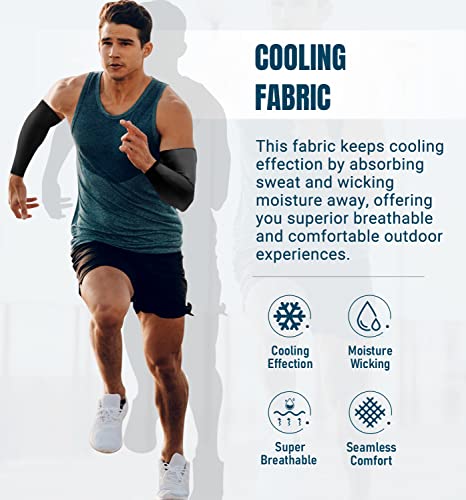 Aegend 2 Pairs Sun Protection Cooling Arm Sleeves - Tattoo Cover Up - Sun Sleeves For Men & Women For Cycling, Running, Basketball, Football, Golf, Volleyball, Driving, Black 2 Pairs #TOP2
