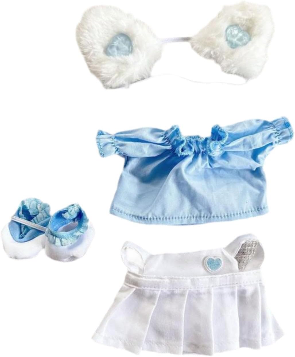 15cm Doll Clothes, Ears Headband Set, Photo Props Girl Plush Doll Accessories Costumes, Blue