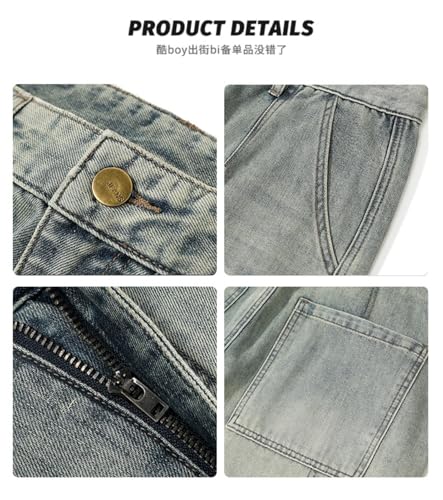 Jeans Pants Trousers Denim Spring/Summer Versatile Loose Water Washed Vintage Men's High Street Handsome Straight 6