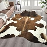 Easycozy Alfombra de piel de vaca sintética con estampado de vaca: 4.6 x 5.2 pulgadas, sala de estar