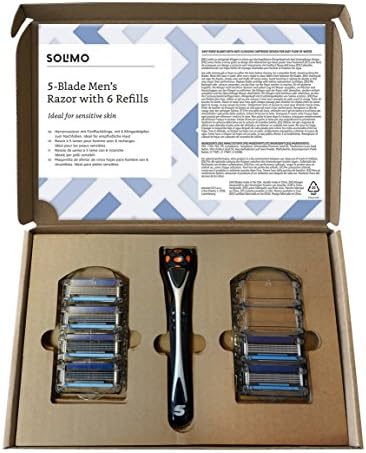 Amazon Brand - Solimo Male 5 blade men's razor with 6 refills