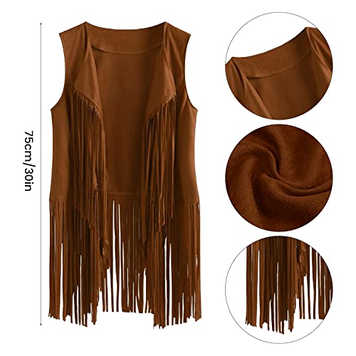 Miniatura 3 de Disfraz Hippie, Disfraz Hippie Para Mujer, Conjunto De Chaleco Con Flecos, Accesorios Para Mujer Y 70 Para Mujer, Disfraz De Discoteca De Los Años 70, Disfraz De Halloween, Costumes Disfraz Hippie