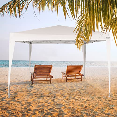 Aktive Gazebo Pieghevole Regolabile 300X300X240/250 Cm Bianco, Altezza Regolabile In 3 Posizioni, Robusta Struttura In Metallo, Tetto Impermeabile, Montaggio Rapido Senza Attrezzi (62187) - 2