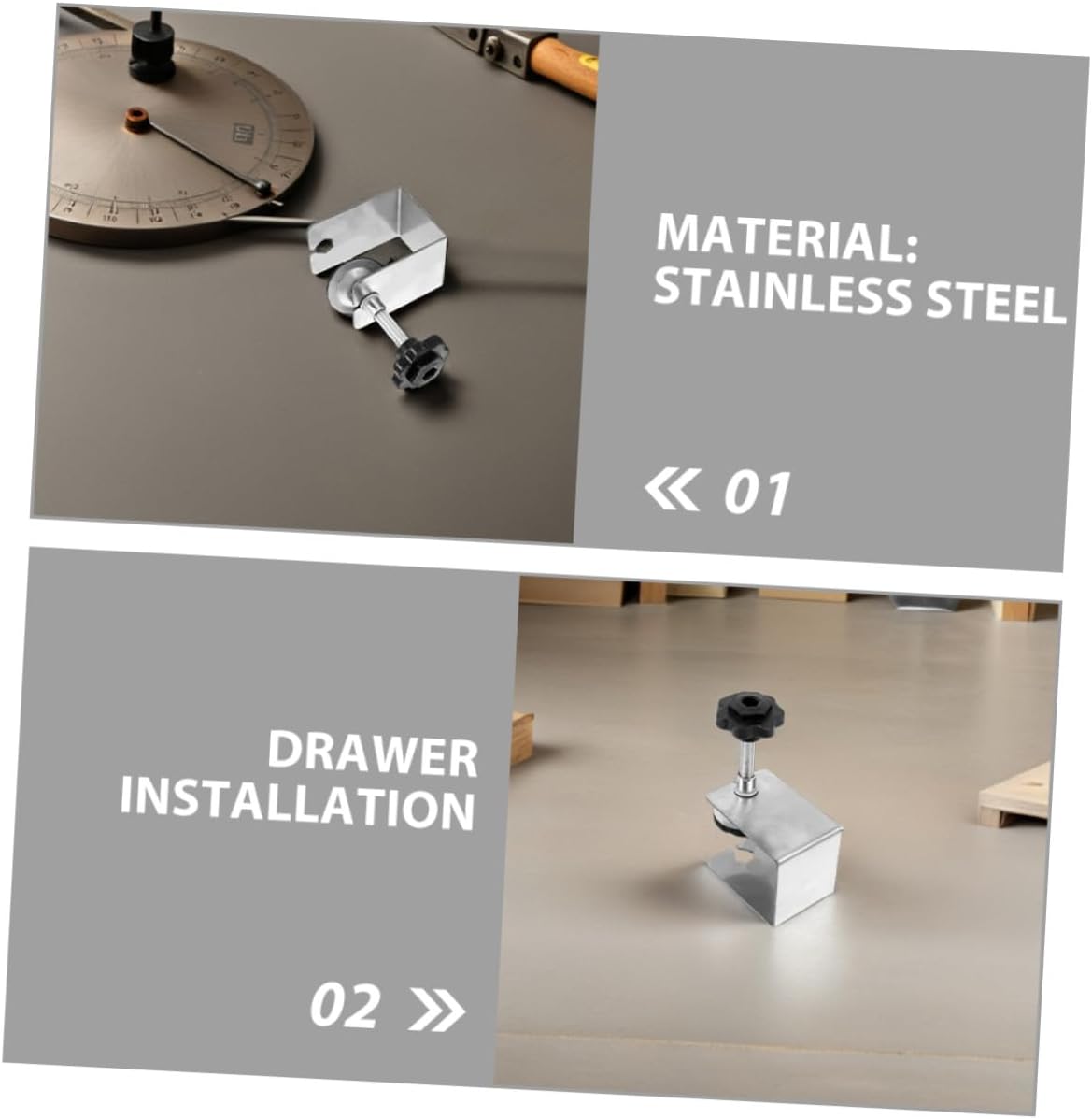 6pcs Stainless Steel C-clamps Drawer Fixing Clamps for Cabinet Installation, Woodworking Drawer Front Panel Holder Jig, Heavy Duty Woodworking Clamp Set for DIY Projects