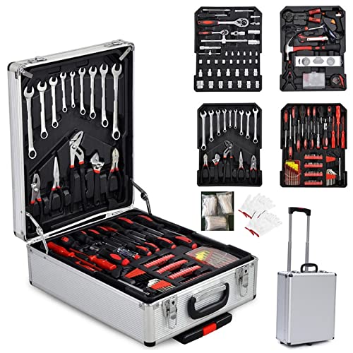 799Pcs Silver Aluminum Trolley Case Tool Box Set - Heavy Duty Mechanics Tool Set - Home Repair Hand Tool Kit - Complete Household Toolbox Kit For Diy - Ideal Tool Chest For Home, Shop, Or Workplace #TOP10
