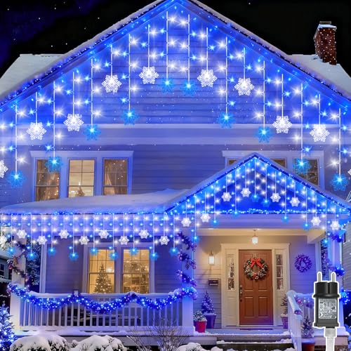 Eisregen Lichterkette Außen,Gcstnn 10M 240er LEDs Schneeflocke...