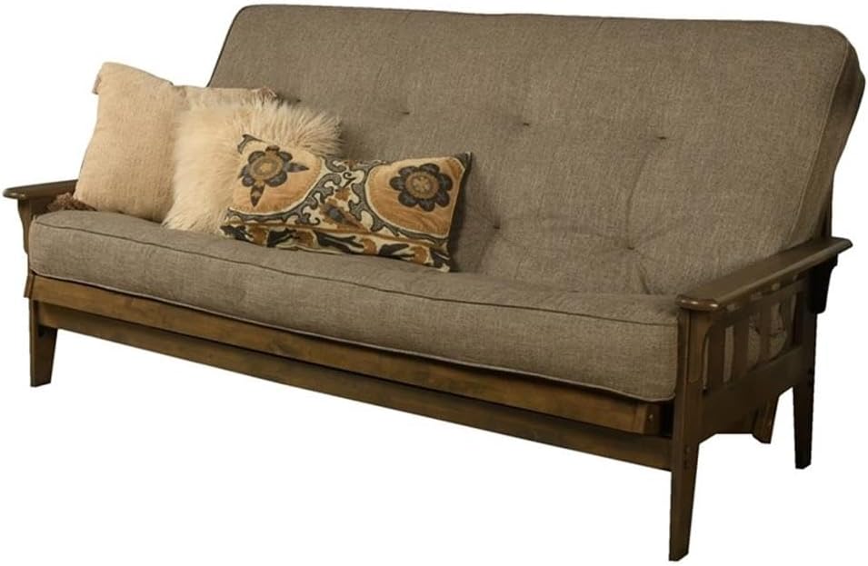 Kodiak Tucson Queen Futon Frame and Mattress Set - Wood Futon with Mattress Included in Stone Color