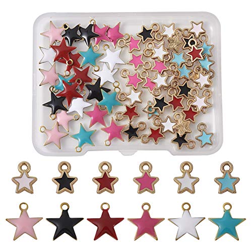 Craftdady 60Pcs Gold Plated Enamel Celestial Star Pendants 6 Colors Mixed Mini Celestial Twinkle Little Star Charms for Bracelet Necklace Earring Jewelry Making Craftdady 60Pcs Gold Plated Enamel Celestial Star Pendants 6 Colors Mixed Mini Celestial Twinkle Little Star Charms for Bracelet Necklace Earring Jewelry Making