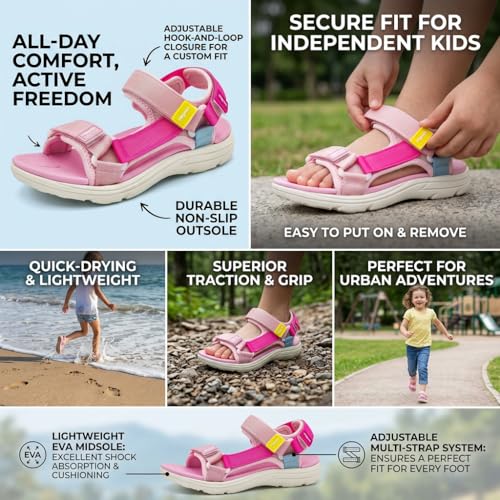 Image of Kid Sandals Boy Summer Sports Hiking Sandals Adjustable Straps Toddler Little Big Kid